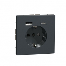 MERTEN D-Life, РОЗЕТКА с USB A+C, АНТРАЦИТ | MTN2367-6034 | Schneider Electric