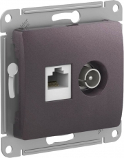 GLOSSA РОЗЕТКА двойная ТВ + компьютерная RJ45, кат.5Е, механизм, СИРЕНЕВЫЙ ТУМАН | GSL001489 | Schneider Electric