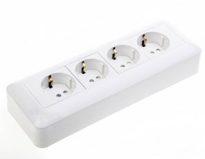 ПРИМА О/У Белый Розетка 4-я с/з с защитными шторками 16А, монтажная пластина (в сборе)(опт.упак.) | RA16-411M-B | Schneider Electric