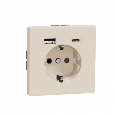 MERTEN D-Life РОЗЕТКА силовая 16 A с зарядкой USB A+C 3 A, САХАРА | MTN2367-6033 | Schneider Electric