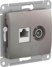 GLOSSA РОЗЕТКА двойная ТВ + компьютерная RJ45, кат. 5Е, механизм, ПЛАТИНА | GSL001289 | Schneider Electric