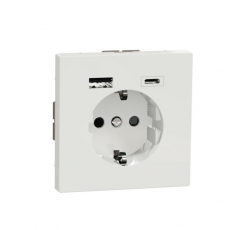 MERTEN D-Life РОЗЕТКА силовая 16 A с зарядкой USB A+C 3 A, БЕЛЫЙ ЛОТОС | MTN2367-6035 | Schneider Electric
