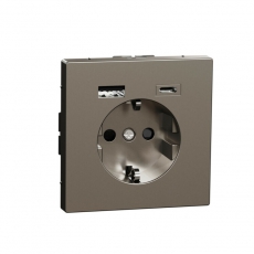 MERTEN D-Life РОЗЕТКА силовая 16 A с зарядкой USB A+C 3 A, НЕРЖ. СТАЛЬ | MTN2367-6036 | Schneider Electric