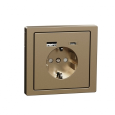 MERTEN D-Life РОЗЕТКА силовая 16 A с зарядкой USB A+C 3 A, ШАМПАНЬ | MTN2367-6051 | Schneider Electric