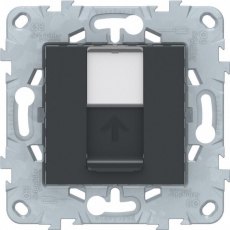 Unica New Антрацит Розетка компьютерная, RJ45, одиночная кат. 6 UTP | NU541554 | Schneider Electric