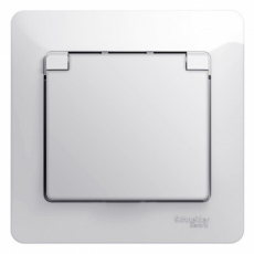 Glossa Белый Розетка с/з со шторками с крышкой, IP20 (в сборе с рамкой) | GSL000146 | Schneider Electric
