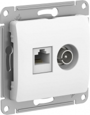 GLOSSA РОЗЕТКА двойная ТВ + компьютерная RJ45, кат. 5Е, механизм, БЕЛЫЙ | GSL000189 | Schneider Electric