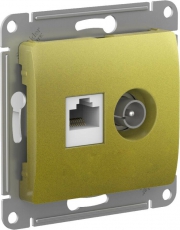 GLOSSA РОЗЕТКА двойная ТВ + компьютерная RJ45, кат. 5Е, механизм, ФИСТАШКОВЫЙ | GSL001089 | Schneider Electric