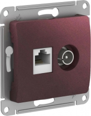 GLOSSA РОЗЕТКА двойная ТВ + компьютерная RJ45, кат. 5Е, механизм, БАКЛАЖАНОВЫЙ | GSL001189 | Schneider Electric
