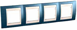 Unica Хамелеон Голубой лед/Бежевый Рамка 4-ая горизонтальная | MGU6.008.554 | Schneider Electric