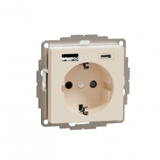 MERTEN SM РОЗЕТКА силовая 16 A с зарядкой USB A+C 3 A, БЕЖЕВЫЙ | MTN2367-0344 | Schneider Electric