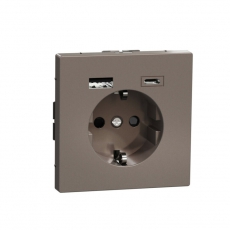 MERTEN D-Life РОЗЕТКА силовая 16 A с зарядкой USB A+C 3 A, МОККО | MTN2367-6052 | Schneider Electric
