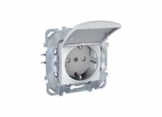 Unica Белый Розетка 1-ая с/з, с крышкой и защитными шторками, винт.зажим | MGU5.037.18TAZD | Schneider Electric