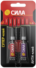 Супер-клей СВЕРХПРОЧНЫЙ 3 гр. + АНТИКЛЕЙ 3 гр. BL-1 SABL1-33 | C0039400 | СИЛА