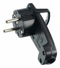 PPG16-45-202 Вилка угловая плоская с кольцом с/з, 250В,16A, черный | 39040 | STEKKER