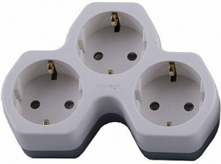ADP16-13-20 Разветвитель сетевой 3-местный с/з, 250В,16A, белый/серый | 32871 | STEKKER