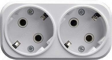 ADP16-22-20 Разветвитель сетевой 2-местный с/з, 250В,16A, белый | 39023 | STEKKER