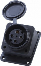 RST32-31-44 Розетка настенная с/з 3+1 с крышкой, каучук 400В, 32A, IP44, черный | 39022 | STEKKER