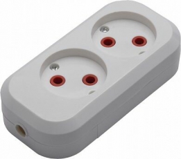 PST10-200-20 Розетка переносная разборная, 2-местная б/з, 250В, 10A, белый | 39007 | STEKKER