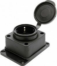 RST16-31-44 Розетка настенная 1-местная c/з, каучук 250В,16А, IP44, серия Одри, черный | 39018 | STEKKER