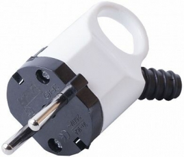 PPG16-40-202 Вилка угловая с ушком с/з, 250В,16A, белый | 32849 | STEKKER