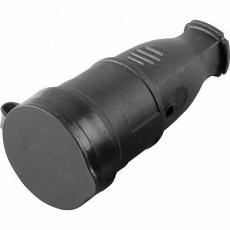 RST16-21-44 Розетка перенос 1-местн c/з с крышкой, каучук 250В,16А, IP44, сер Одри (РА 16-005), черн | 32751 | STEKKER