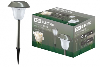 Светильник светодиодный садово-парковый СС-320 солнечная батарея, сталь, с выключателем | SQ0330-0104 | TDM