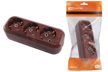 Колодка розеточная 3 гнезда 2П+3 16А 250В 