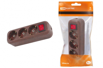 Колодка розеточная 3 гнезда 2П+3 с выключателем16А 250В 