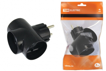 Тройник 3х2П 16А 250B черный | SQ1806-0042 | TDM