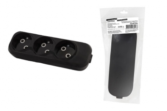 Колодка розеточная 3 гнезда 2П б/з 10А 250В черная серии 