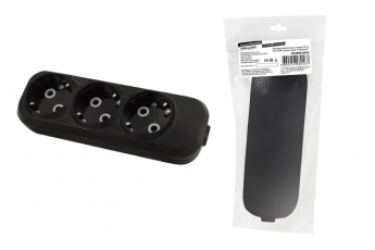 Колодка розеточная 3 гнезда 2П+3 16А 250В черная серии 