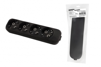 Колодка розеточная 4 гнезда 2П+3 16А 250В черная серии 