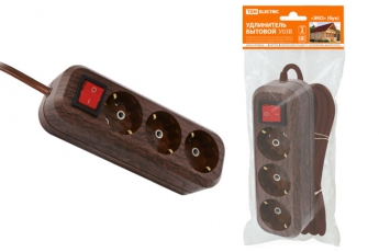 Удлинитель бытовой У03В выключатель, 3 гнезда, 5метров,2П+3, ПВС 3х1мм2 