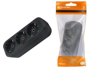 Колодка розеточная 3 гнезда 2П+3 16А 250В черная | SQ1806-0113 | TDM