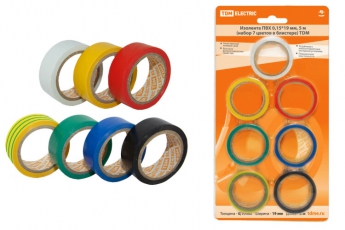 Изолента ПВХ 0,15*19мм 5м (набор 7 цветов в блистере) | SQ0526-0051 | TDM