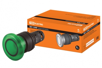 Кнопка грибовидная SB7-CWM31-24V(LED) d35мм 1з зеленая | SQ0746-0050 | TDM