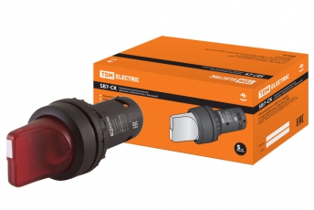 Переключатель на 2 положения с фиксацией SB7-CK2462-220V короткая ручка(LED) d22мм 1р красный | SQ0746-0055 | TDM