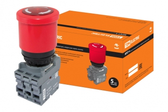 Кнопка грибовидная, возврат поворотом MPET4-10R в сборе d40мм 1з+1р красная | SQ0747-0030 | TDM