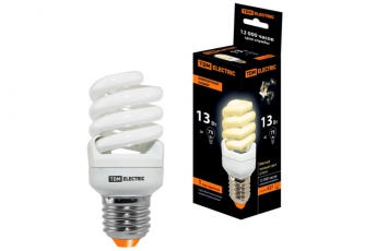 Лампа энергосберегающая КЛЛ 13Вт Е27 827 cпираль FSТ2 КОМПАКТ 41х95мм | SQ0323-0179 | TDM