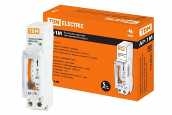 Аналоговое суточное реле АР-1М-15мин/24ч-16А-DIN (1 модуль) | SQ1503-0021 | TDM