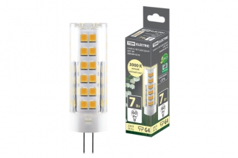 Лампа светодиодная G4-7 Вт-230 В-3000 К, SMD, 18,5x57 мм | SQ0340-0219 | TDM
