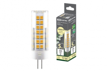 Лампа светодиодная G4-5 Вт-230 В-3000 К, SMD, 16x55 мм | SQ0340-0216 | TDM