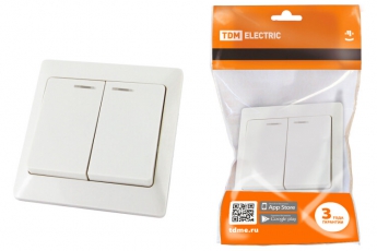 Выключатель 2 кл. с подсветкой 10А белый 