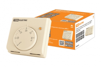 Термостат механический открытого монтажа НТ-1, индикатор, вкл/выкл, 10 А, 230 В, сл. кость, | SQ2503-0010 | TDM