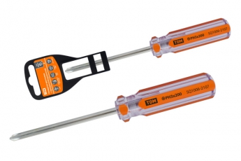 Отвертка крестовая, прозрачная рукоятка, углеродистая сталь, тип PH3 x 200 мм, серия 