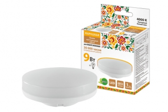 Лампа светодиодная GX53-9 Вт-230 В-4000 К-Э, h=26 мм, Народная | SQ0340-1522 | TDM