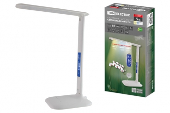 Светильник светодиодный-часы СНЧ-1, 5 Вт, календ., терм-р, 2800-5500 К, сенсор-димм, USB, белый, TDM | SQ0337-0098 | TDM