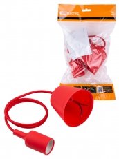 Патрон пластиковый Е27 с подвесом 1 м, красный TDM | SQ0335-0063 | TDM