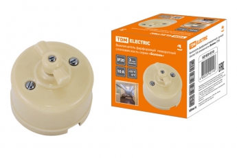 Выключатель фарфоровый поворотный с ручкой (бантик) 10А сл. кость «Болонь» | SQ1820-0310 | TDM